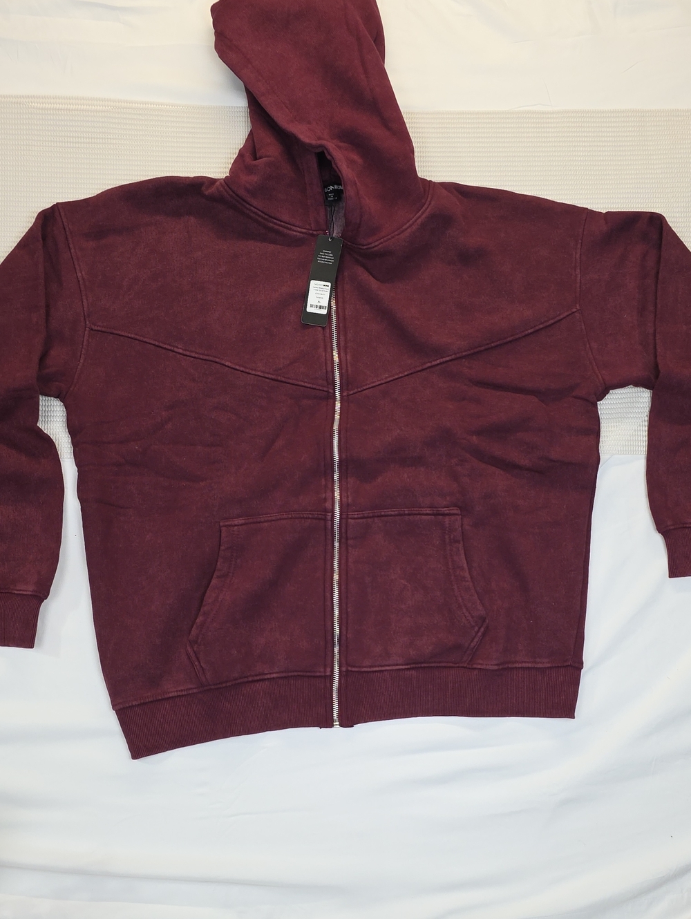 Men's Zip-Up Hoodie Sweater in Burgundy XL